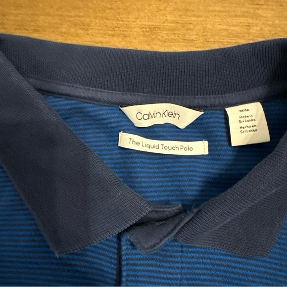 Calvin Klein Polo Shirt Mens Medium Liquid Touch Collared Polo Short Sleeve Blue - Picture 6 of 13